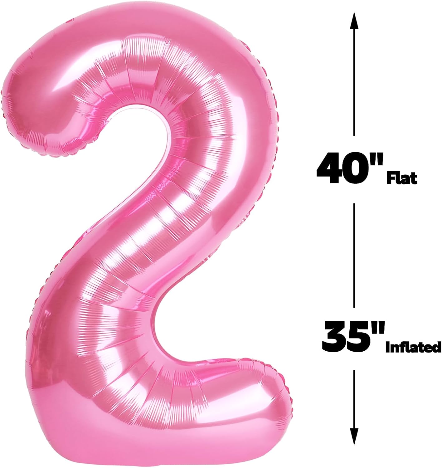 40 Inch Big Pink Number 2 Balloon Birthday Decoration, Number 2 Helium Balloon 12 20 22 23 24 26 28 32 42 Celebration, Boy Girl Baby Anniversary Party Graduations Supplies Decorations
