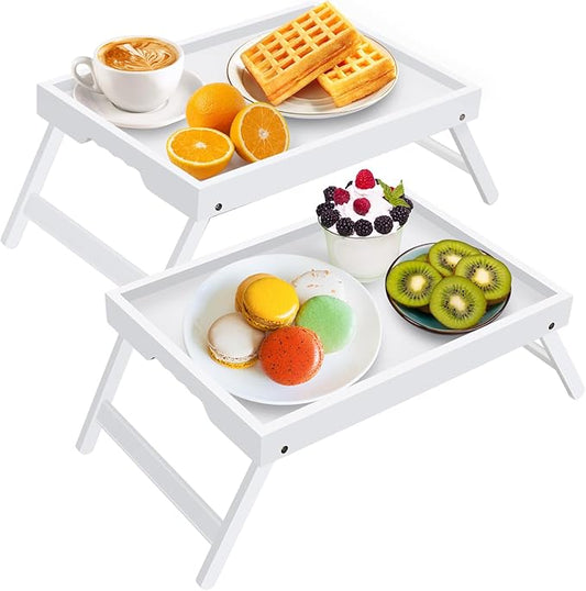 Artmeer Bed Tray Table with Folding Legs, Bamboo Breakfast in Bed by Artmeer
