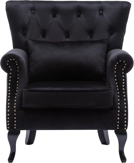 Mid Century Accent Chair Modern Button Tufted Armchair Club Chair Velvet by DMFurniture