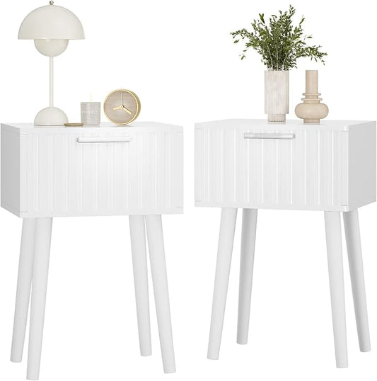 YMYNY Fluted Nightstand Set of 2, Small End Table, Modern Coffee Table by High-qualityhomefurnishing
