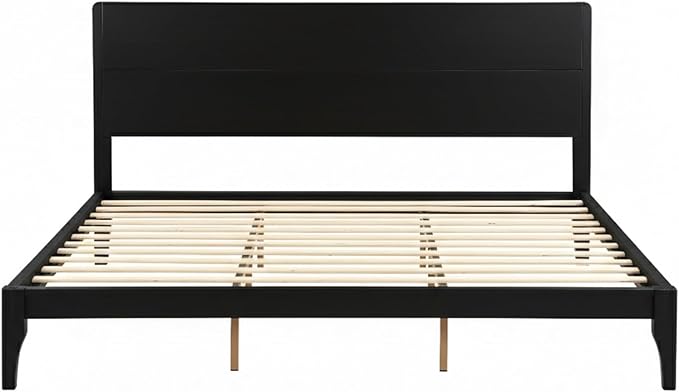 Merax King Size Bamboo Platform Bed, Mid-Century Modern Bed Frame - Image 6