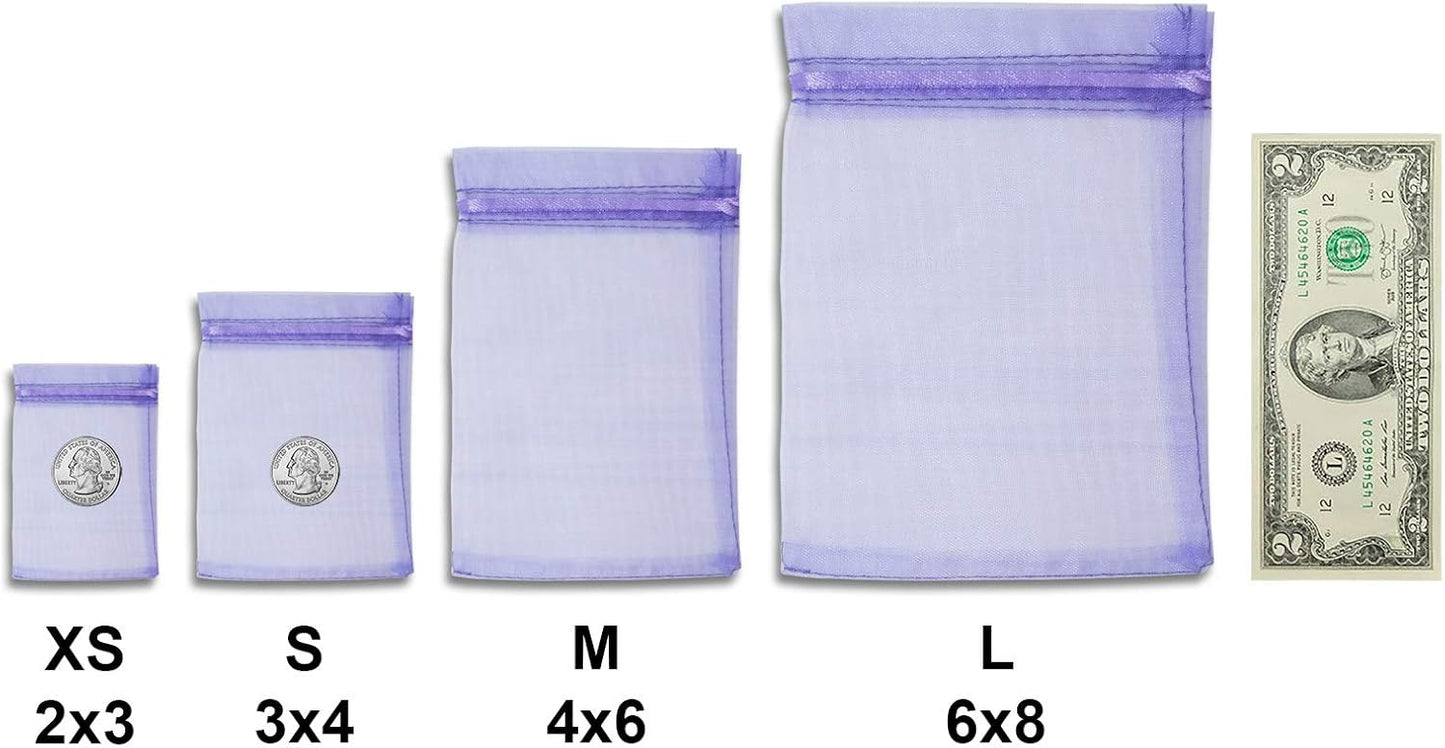TheDisplayGuys 48-Pack 6x8 Lavender Sheer Organza Gift Bags with Drawstring, Jewelry Candy Treat Wedding Party Favors Mesh Pouch