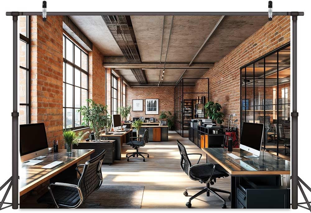 7X7ft Office Video Photo Backdrop Photography Background for Recording Conference, Zoom Home Podcast Backdrops Photo Booth Prop Decorations Wall Decor Tablecloth