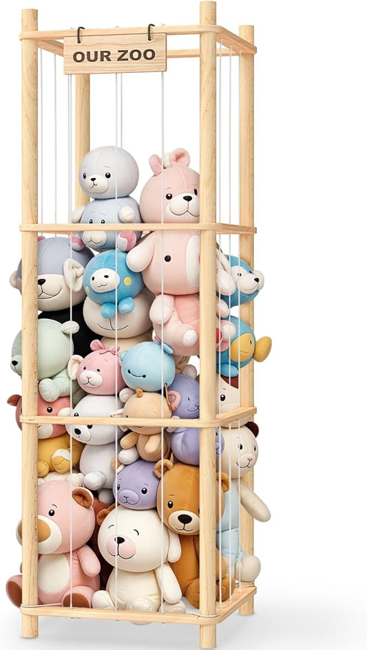 Woodure Stuffed Animal Storage & Organizer, Wooden Cute Zoo Toy Holder by CraftingNatureandComforts