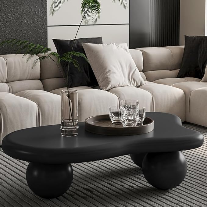 40” Cloud Coffee Table with 3 Ball Legs, Modern Irregular Center Table by BSYEIO