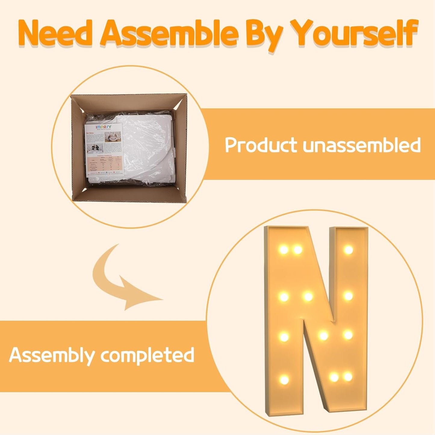 Marquee Letters 4 Feet Tall Large Light Up Letters N Happy Birthday Decorations Marry Me Engagement Party Decor Yellow Light Birthday Decorations Balloon Arch Kit Foam Sign N