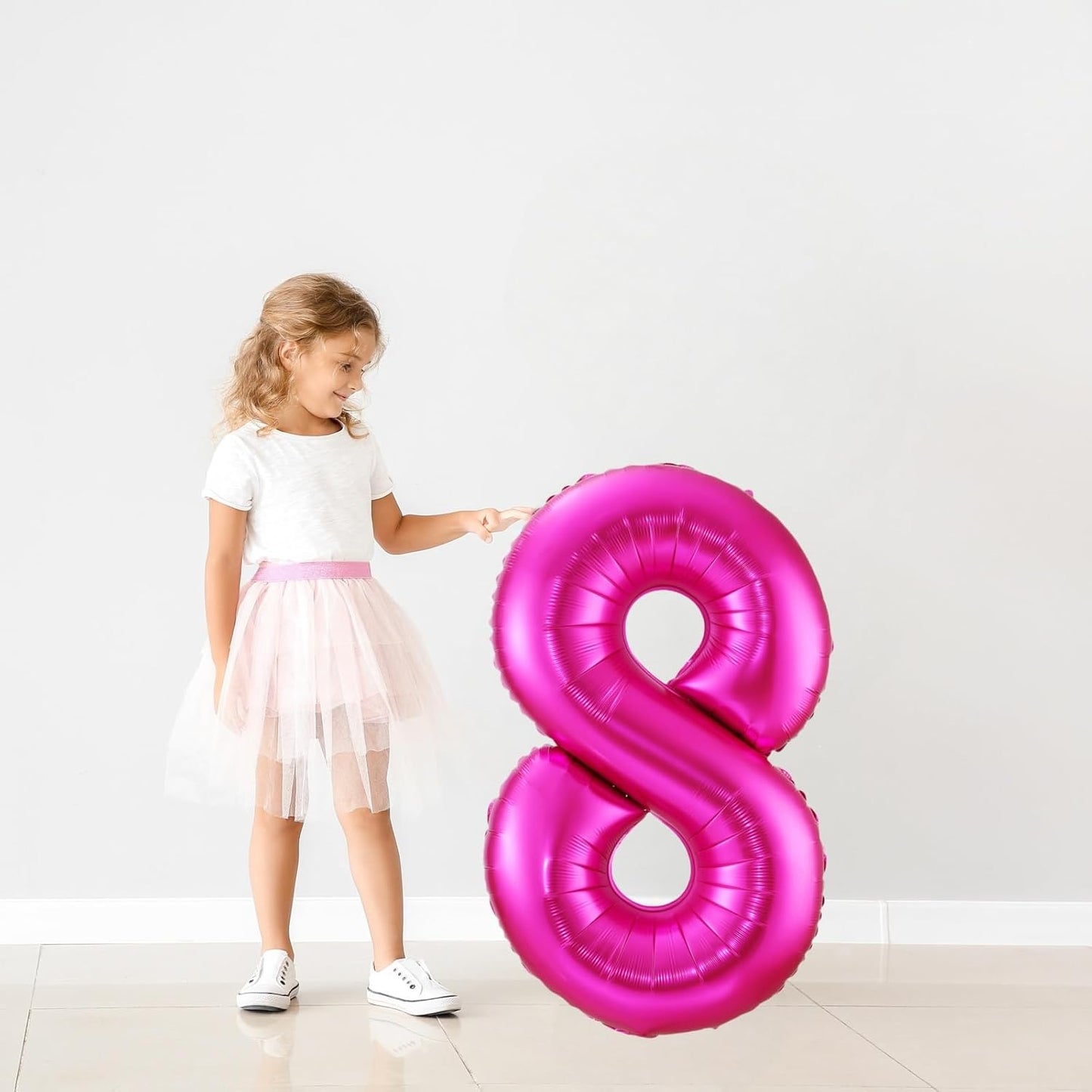 Hot Pink 8 Balloon,40 Inch Number 8 Balloon,8 Birthday Balloon Decorations, Foil Mylar Helium 8 Balloon Number for Birthday Party Decorations