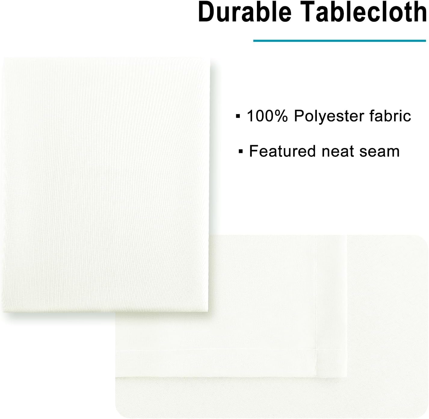 Hiasan Ivory Tablecloth for Rectangle Tables - Waterproof and Spillproof Washable Fabric Table Cloth for Dining Room Kitchen, 54 x 120 Inch