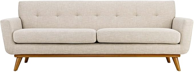 Modway Engage Mid-Century Modern Upholstered Fabric Sofa in Beige by Modway