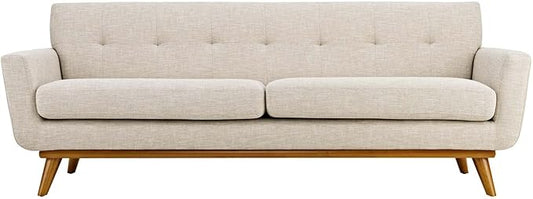 Modway Engage Mid-Century Modern Upholstered Fabric Sofa in Beige by Modway