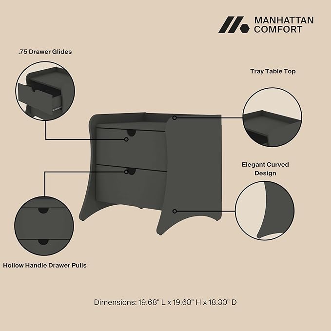 Eco Friendly Nightstand in Charcoal Gray Made from Sustainable Materials - Image 5