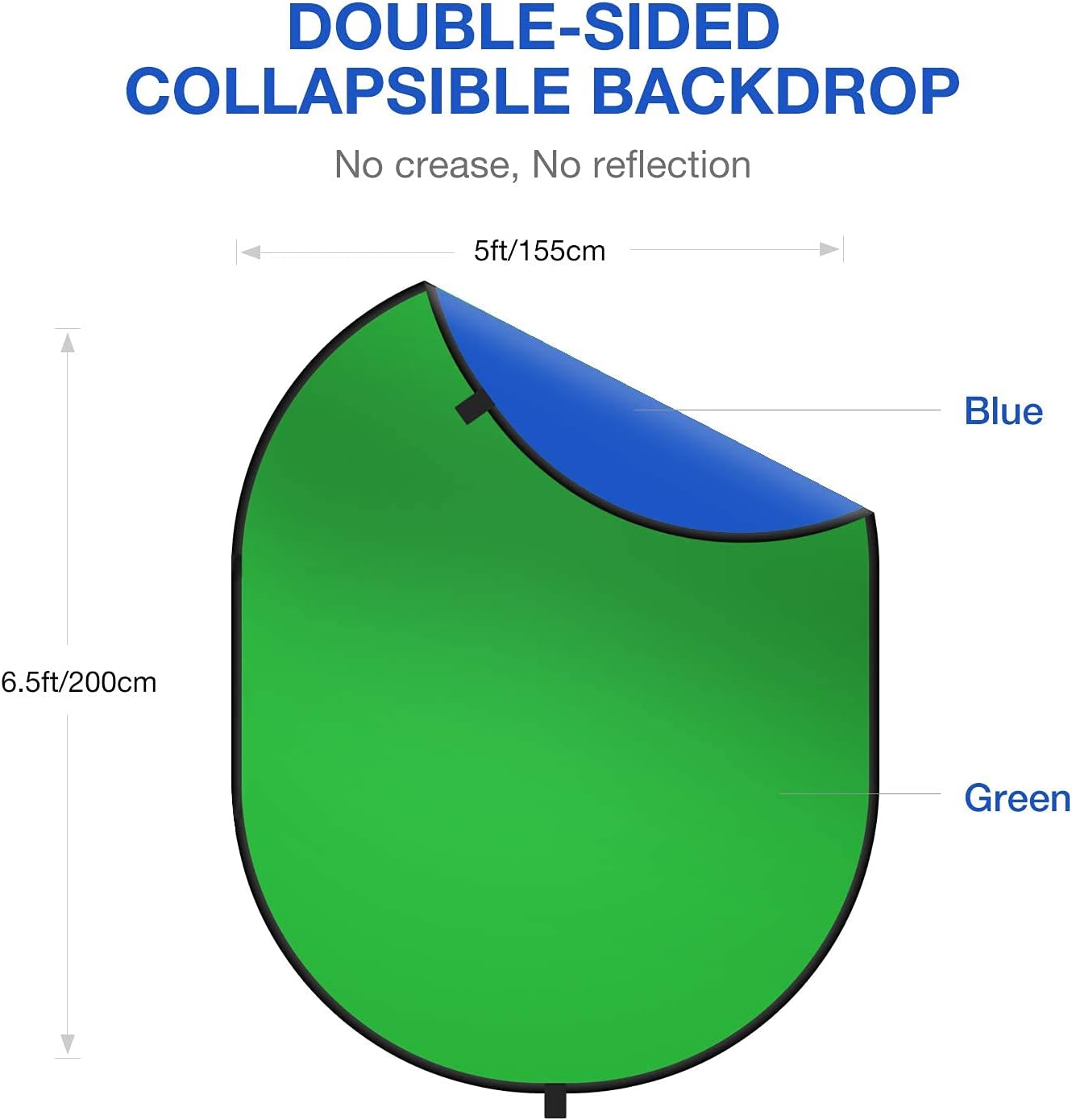 Yesker 5ft x 6.5ft Chromakey Backdrop, 2-in-1 Background Screen Green and Blue Screen, Foldable Backdrop for Photography, Gaming and Live Streaming