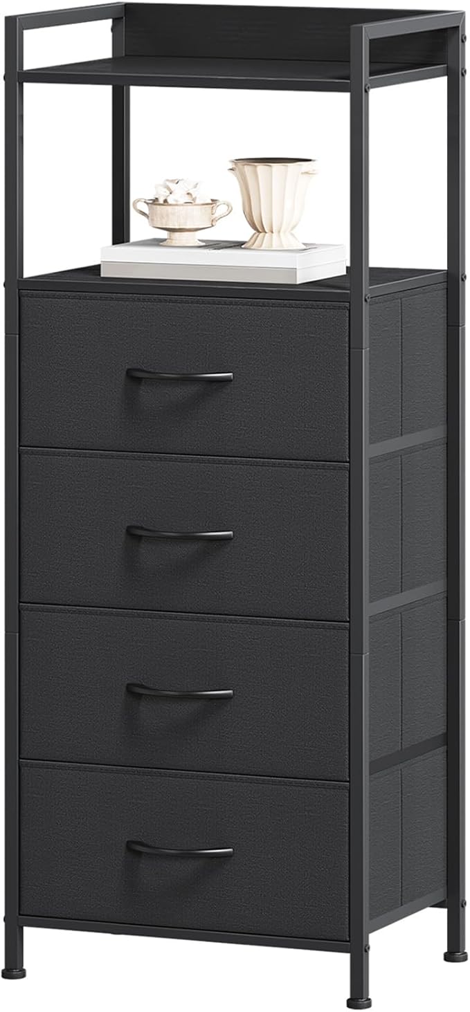 Somdot Nightstand with 4 Drawers, Vertical Storage Tower Fabric Dresser by Somdot