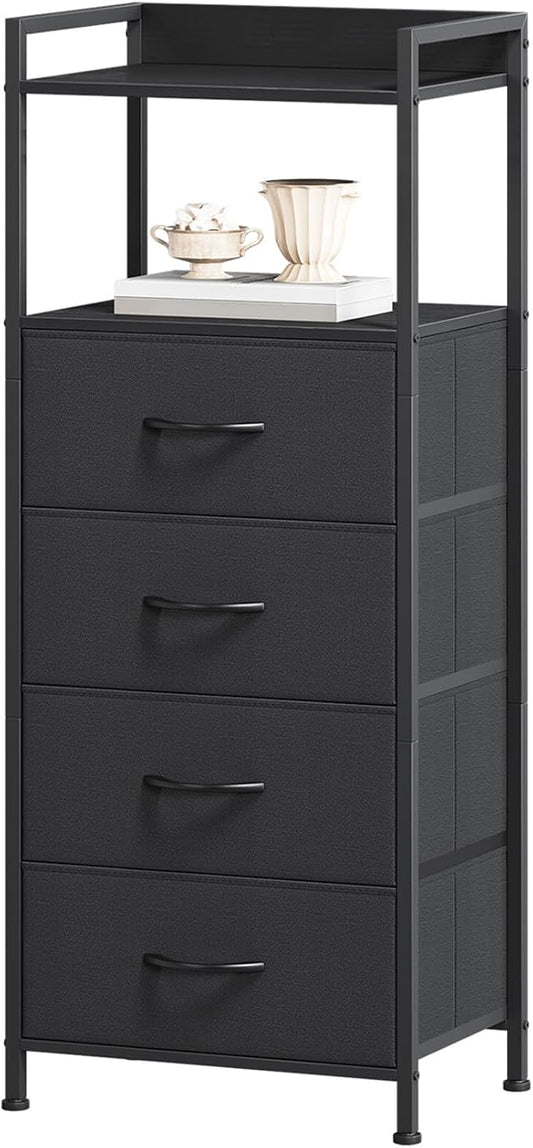 Somdot Nightstand with 4 Drawers, Vertical Storage Tower Fabric Dresser by Somdot