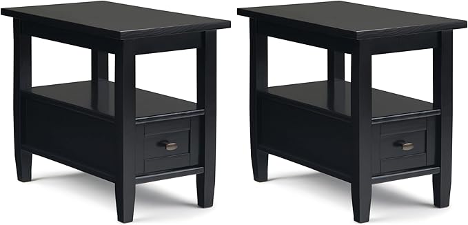 SIMPLIHOME Warm Shaker Solid Wood 14 inch Wide Transitional-Style Narrow Side by SimpliHome