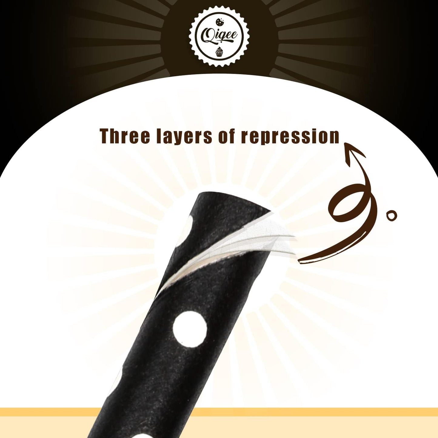 qiqee Black Paper Straws 150pcs Disposable Straws Bulk (10 Black Patterns, Biodegradable, Disposable, 7.75 x 0.25 inches)
