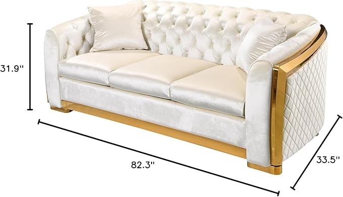 WinJoy 82.3 Inch Velvet Sofa Set - Image 2