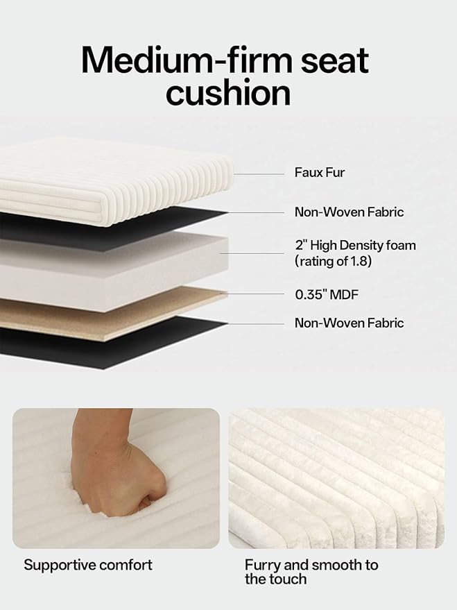 ABHENG 17.7 inches Faux Fur Ottomans Cube - Image 4