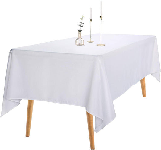 Ascoza 6pack 60x102 Inch White Rectangular Tablecloth 6 Feet Table Cloth in Polyester Fabric for Wedding/Banquet/Restaurant/Parties