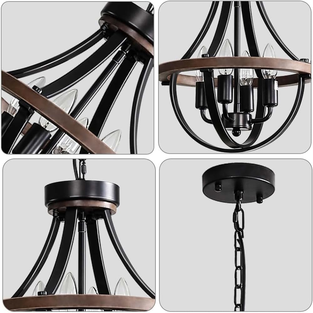 Farmhouse Modern Chandelier,16inch Rustic Vintage Ceiling Hanging Light Fixture, 5-Light Chandeliers for Living Room Entry Dining Room Hallway Foyer Entryway Kitchen Island Bedroom