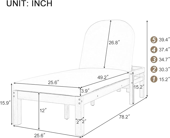 Outdoor Chaise Lounge Chair Set of 3, Patio Chaise Lounge Recliner - Image 2
