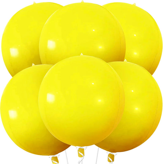 KatchOn Huge Mylar Balloons - 22 Inch, Pack of 6 | Large Yellow Foil Balloons for Sunflower Birthday Party Decorations