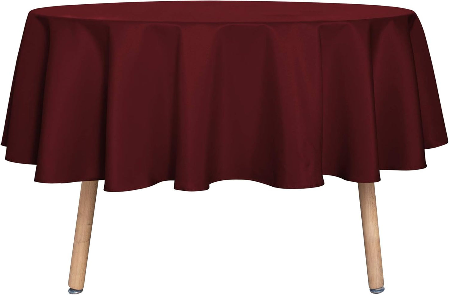 sancua Round Tablecloth - 70 Inch - Water Resistant Spill Proof Washable Polyester Table Cloth Decorative Fabric Table Cover for Dining Tables, Buffet Parties and Camping, Burgundy