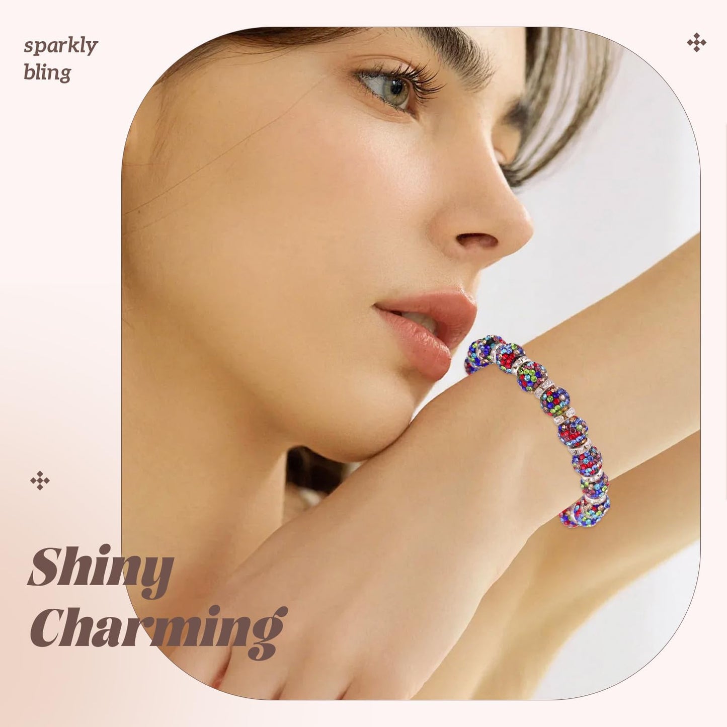 200pcs 10mm Rhinestone Beads for Jewelry Making, Black Mixed Shiny Round Disco Ball Beads Bulk, Sparkle Crystal Clay Christmas for Bracelet Baseball Necklace Earring Crafting and DIY