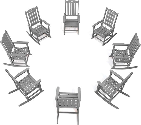 THOEOE Oversized Rocking Chair Set of 8, Outdoor Rocking Chair by THOEOE