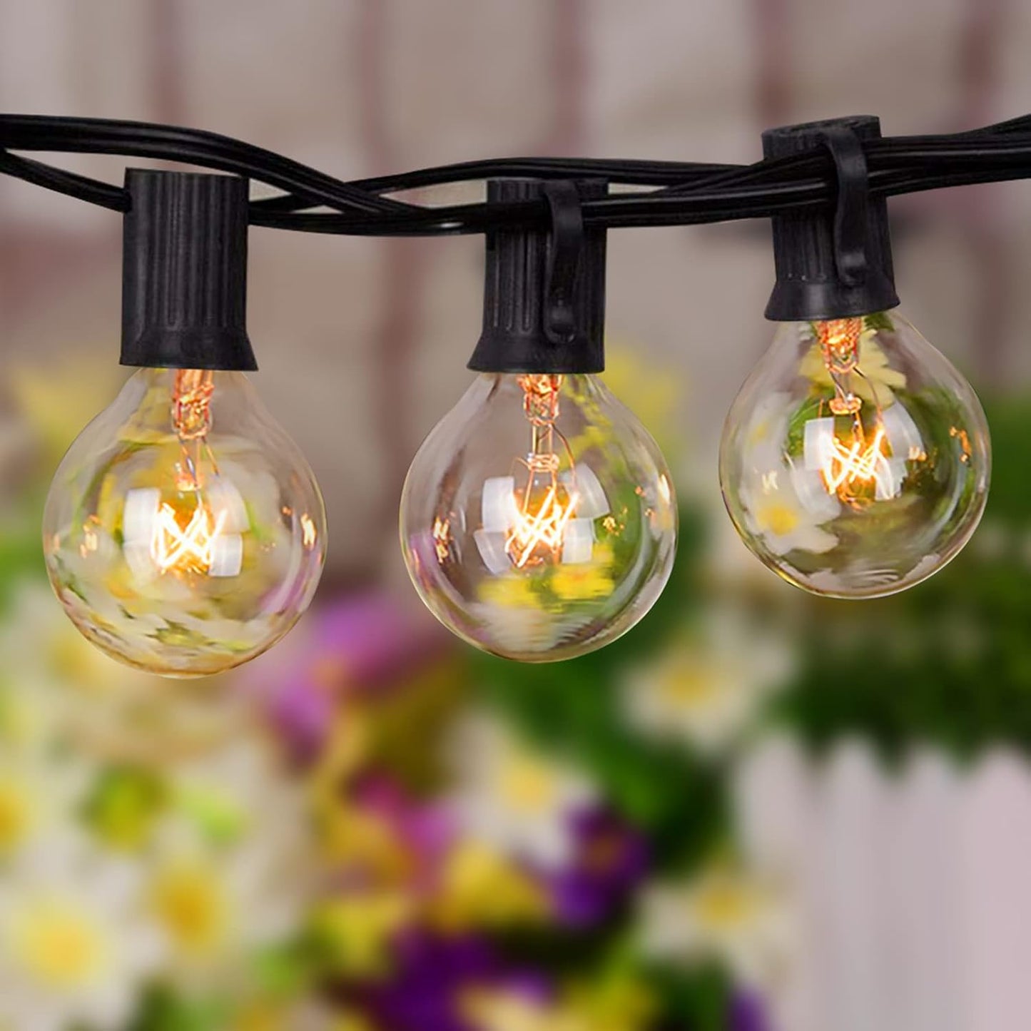 SUNSGNE 50ft Outdoor Globe String Lights G40 Patio String Lights with 53 Bulbs Connectable Commercial Hanging Lights for Christmas Patio House Backyard Balcony Party Wedding Decor, Black