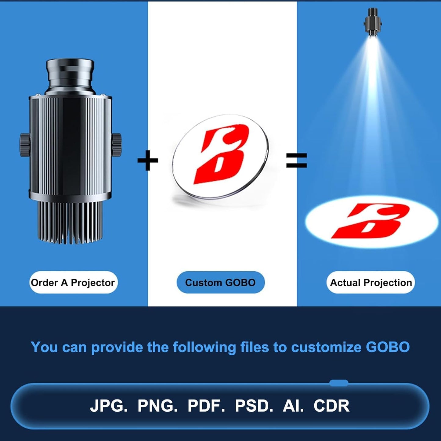 GOBO Projector Custom Logo Projector Lights for Store Business or Outdoor Wall Street Waterproof Ip67 HD Led for Shop Advertising and Wedding (110W)