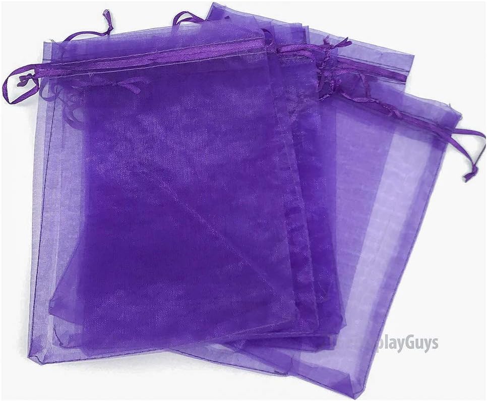 TheDisplayGuys 48-Pack 4x6 Purple Sheer Organza Gift Bags with Drawstring, Jewelry Candy Treat Wedding Party Favors Mesh Pouch
