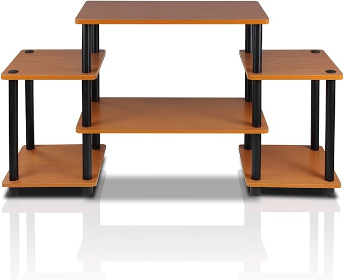Furinno No Tools Tube Entertainment Center, Light Cherry/Black, Square Corner - Image 4