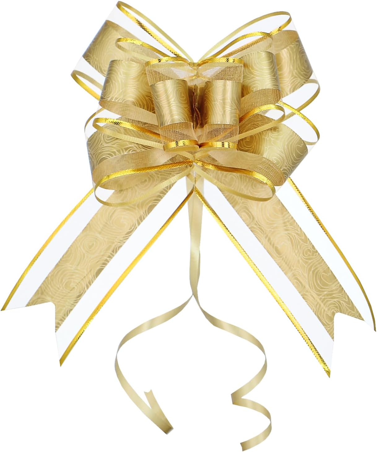 WEWILUCK Bows for Gift Wrapping, 15PCS Gold Bows for Gifts, Presents, Gift Baskets, Large Bow for Birthdays, Parties, Christmas, and Everyday(Gold with Rose Pattern, 6 inches)