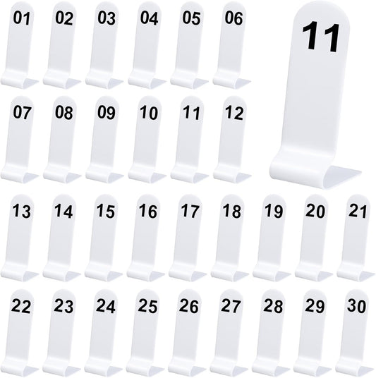 Tuanse 1-30 Table Order Numbers Restaurant Double Sided Acrylic Reception Number Stands Signs for Wedding Restaurant Seating Cafes Party Banquet(White)