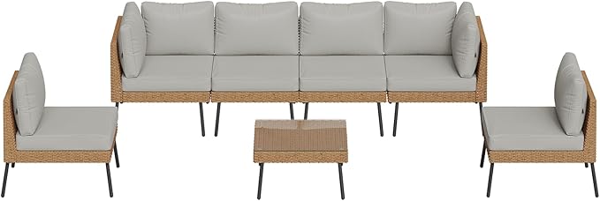Aoxun Patio Furniture Set, 7 Piece Outdoor Sectional Sofas - Image 9