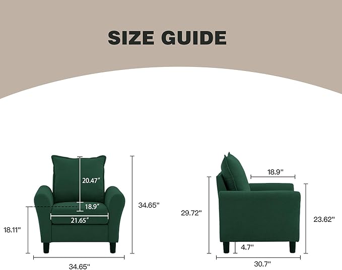 Mid-Century Accent Chair, Modern Linen Fabric Armchair - Image 2