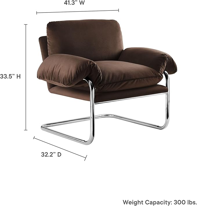 Modway Ansel Performance Velvet Accent Chair in Chocolate Brown - Image 3