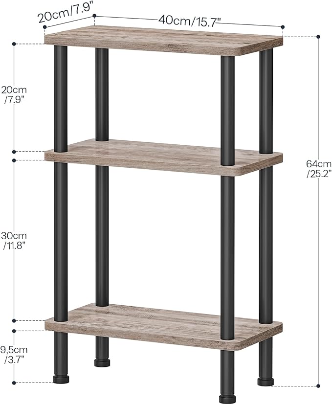 HOOBRO Narrow Side Table, 3-Tier Slim End Table No Tools Needed, Twist-On - Image 3