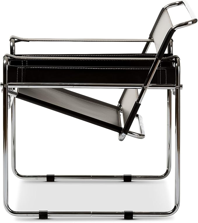 Baxton Studio Wassily Style Mid Centry Modern Accent Chair, Steel Frame and - Image 4