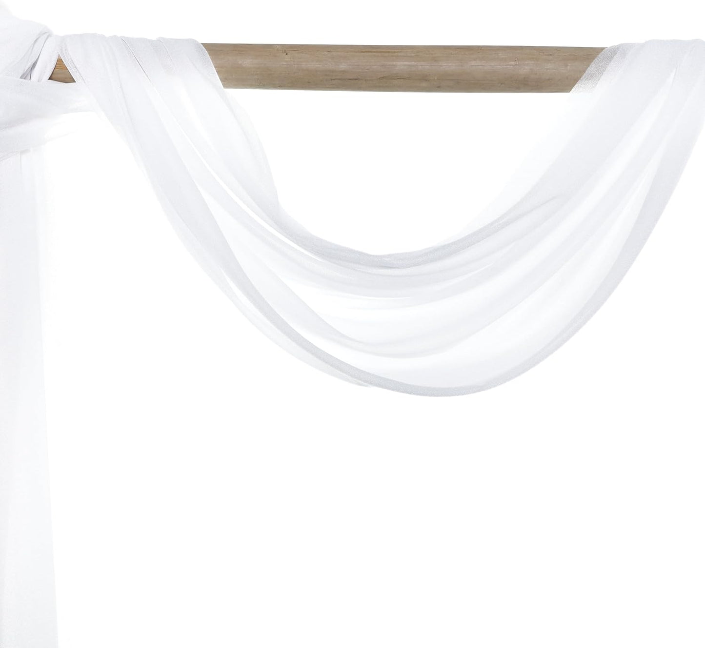 VDS Pack of 1 Panel (30 Inch X 50 Feet) Wedding Arch Draping Fabric Sheer Chiffon Fabric Drapery for Wedding Ceremony Reception Swag Backdrop Canopy Chuppah ARBO Altars Decoration (White)