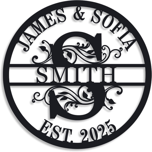 Custom Name Sign Initial Split Letter Monogram Sign Wedding Housewarming Gift