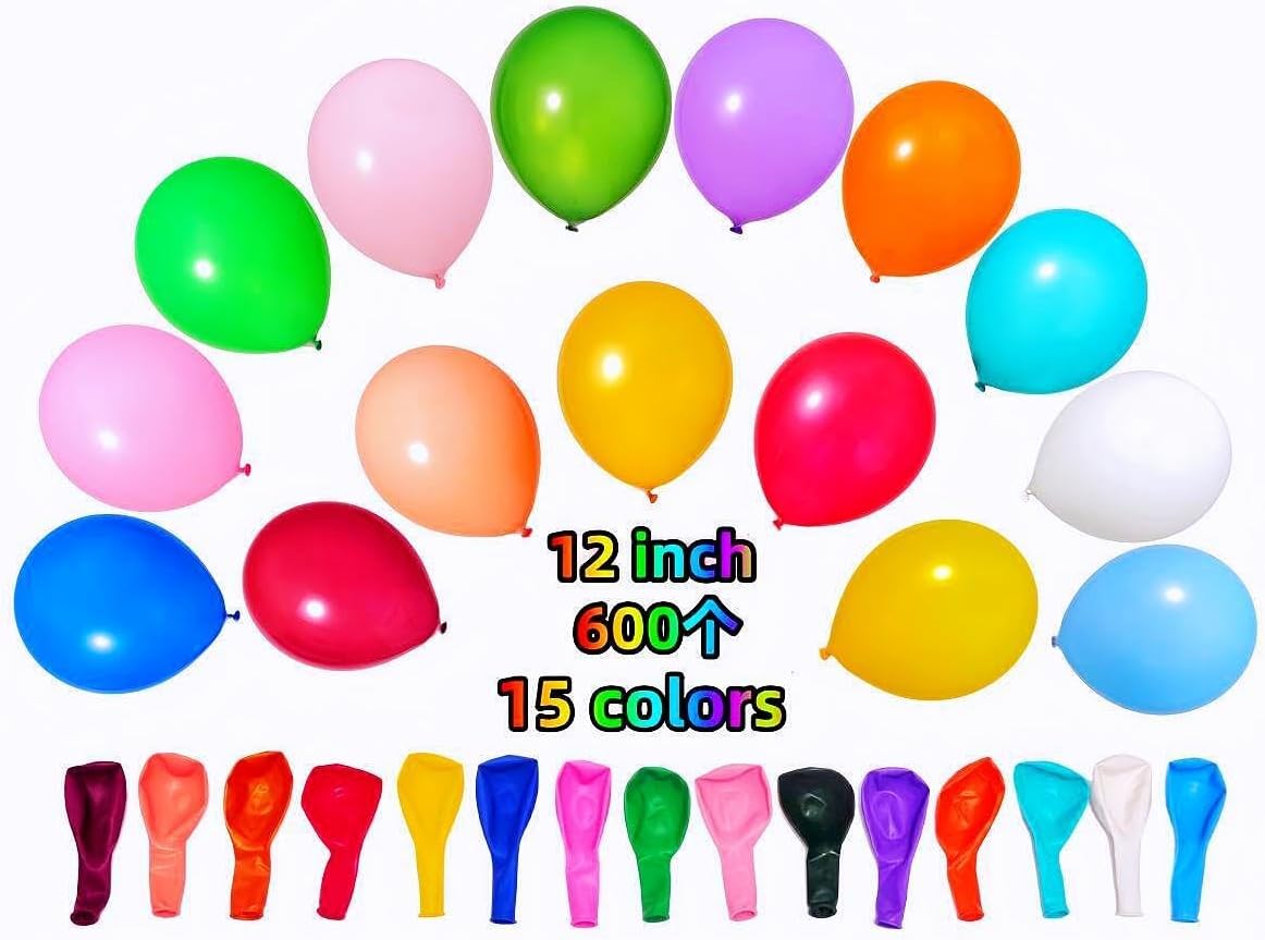 600 Pcs Balloons 15 Kinds Colors 12 inch Latex Rainbow Party Balloon Bulk for Various Party Events Decorations