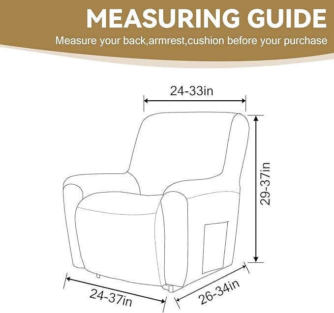 Cupuamon Recliner Chair Covers, Lazy Boy Recliner Covers Stretch Reclining - Image 2