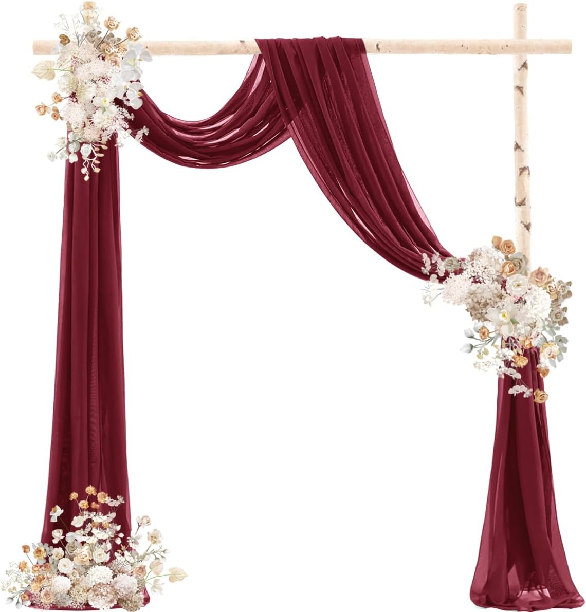 Burgundy Wedding Arch Draping Fabric 29" x 20 FT Red Drapes for Backdrop Sheer Curtains Wedding Drapes for Romantic Bridal Baby Shower Decor Ceremony Birthday Party Fall Outdoor Events