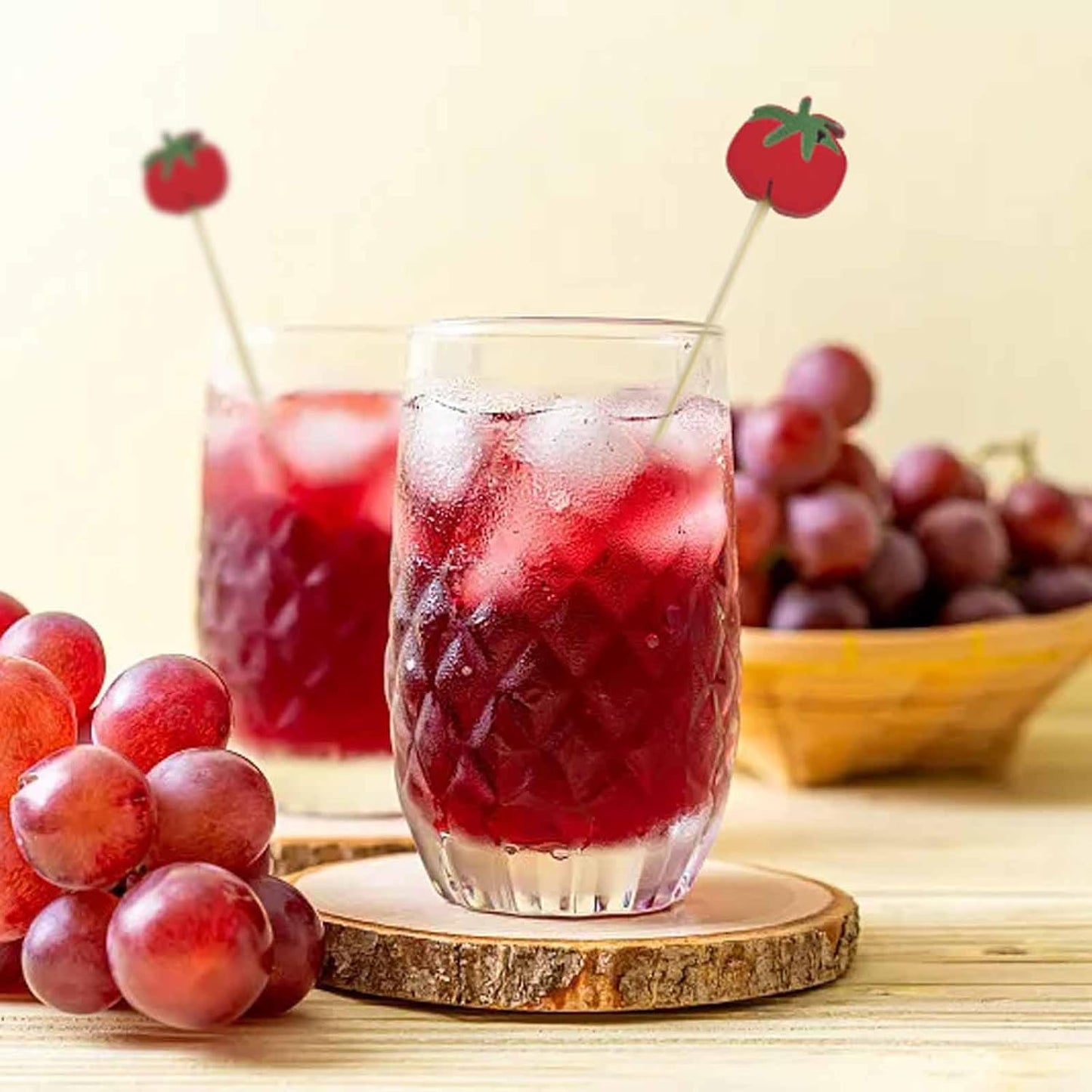 120 Pcs Tomato Cocktail Picks 4.7" Drinks Fruits Hawaiian Party Food Garnish Skewer Sticks Halloween Decorations Supplies Cowboy Handmade Bamboo Toothpicks