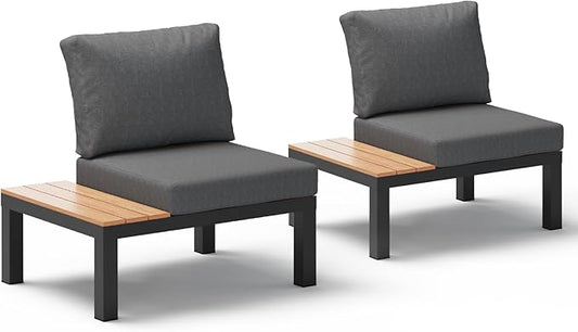 Aluminum Outdoor Patio Sofa Set, 2 Seats Modular Sectional Sofa by Oasbira