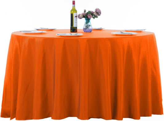 Ascoza 2pack 120 Inch Orange Round Tablecloth in Washable Polyester Fabric for Wedding/Banquet/Restaurant/Parties