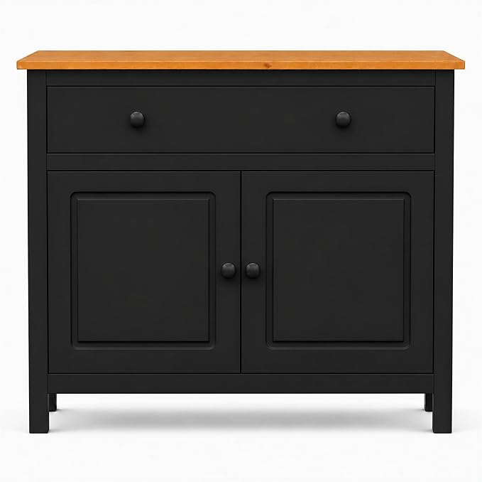 From the Tree Furniture 44" Wide Black & Pine Top Solid Pine Shaker Sideboard - Image 3