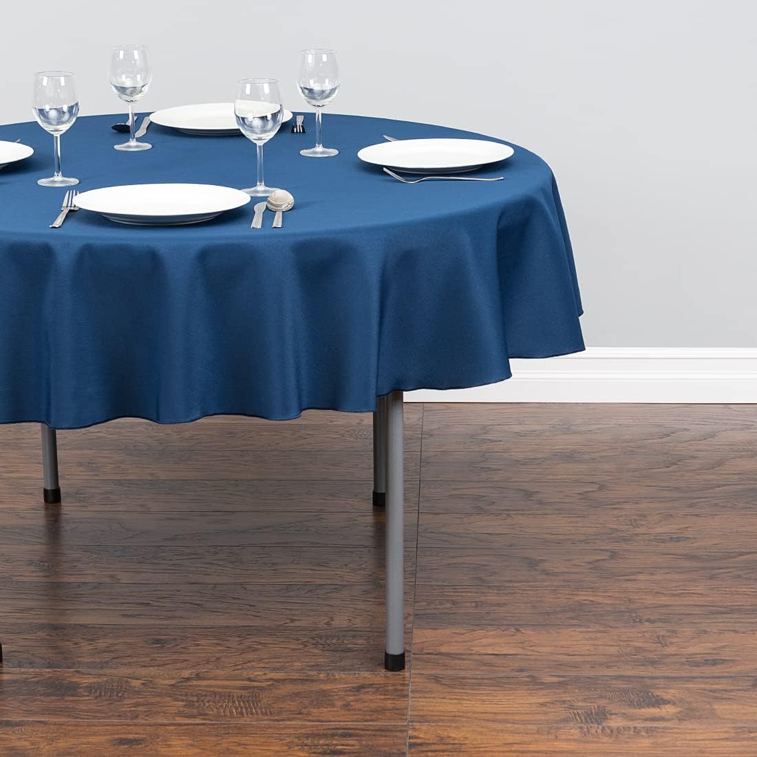 LinenTablecloth 70-Inch Round Polyester Tablecloth Navy Blue
